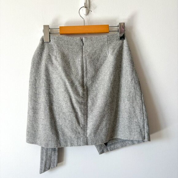 Aritzia Wilfred Dorine Mini Skirt Wool Cashmere Silk Wrap Grey Size 6 - Picture 8 of 9